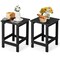 Set of 2 Small Square Patio Side Table in Black All-Weather HDPE Table for Garden or Backyard Use